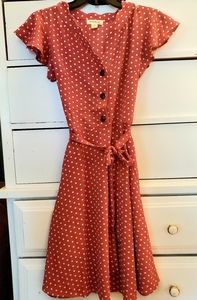Monteau coral/peach polkadot dress